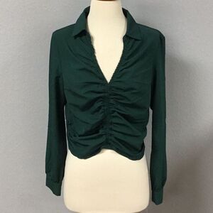 Story On‎ V Neck Green Blouse Top Size Large New With Tags